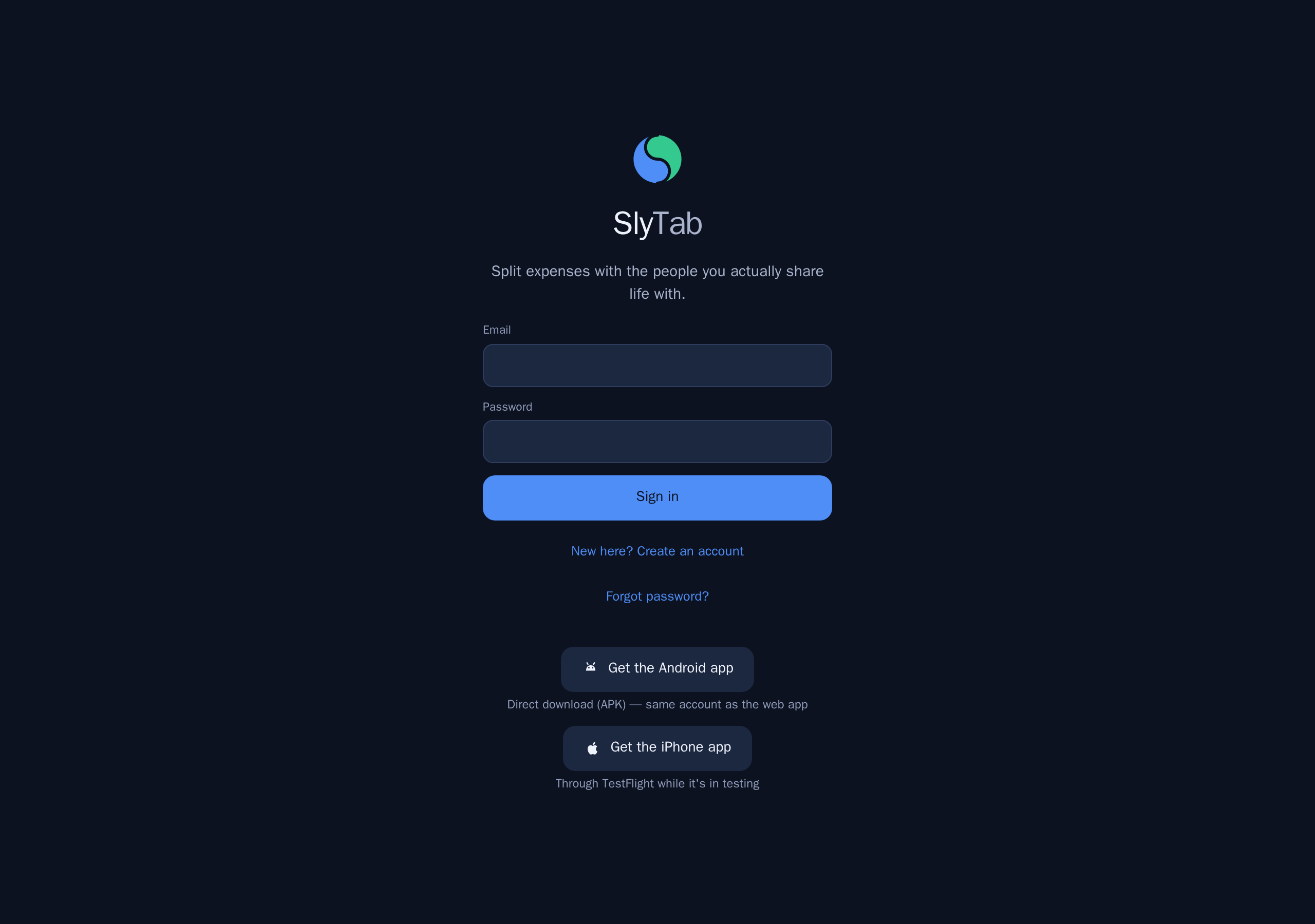 The sign-in screen